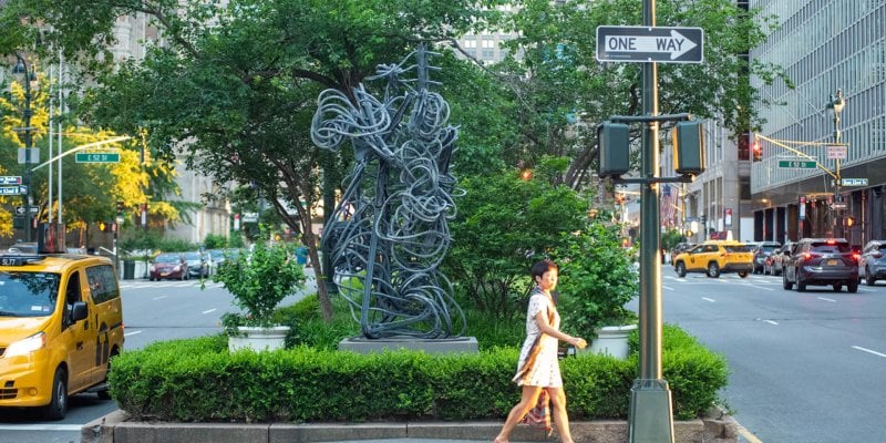 Woman crossing the street