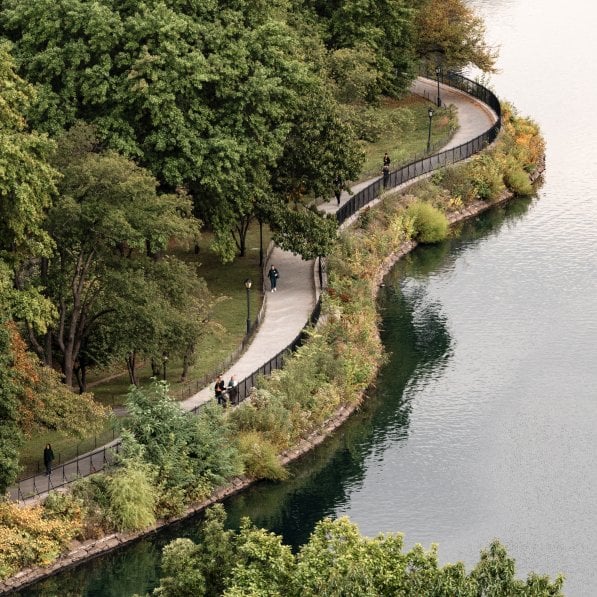 Central Park trail next to the water