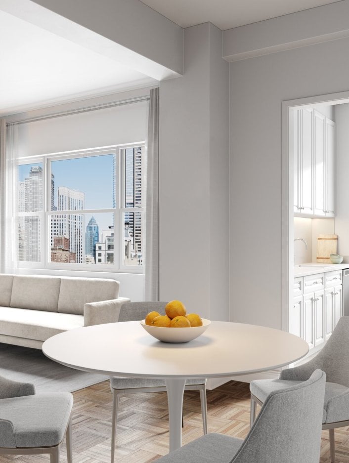 View of a dining and living room area